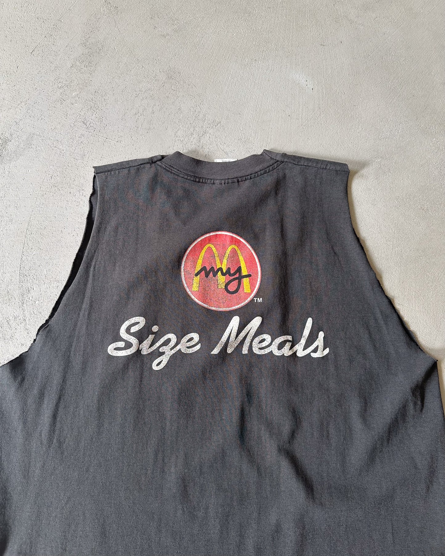 1990s - Faded Black McDonald's Cut Off Tank Top - XL
