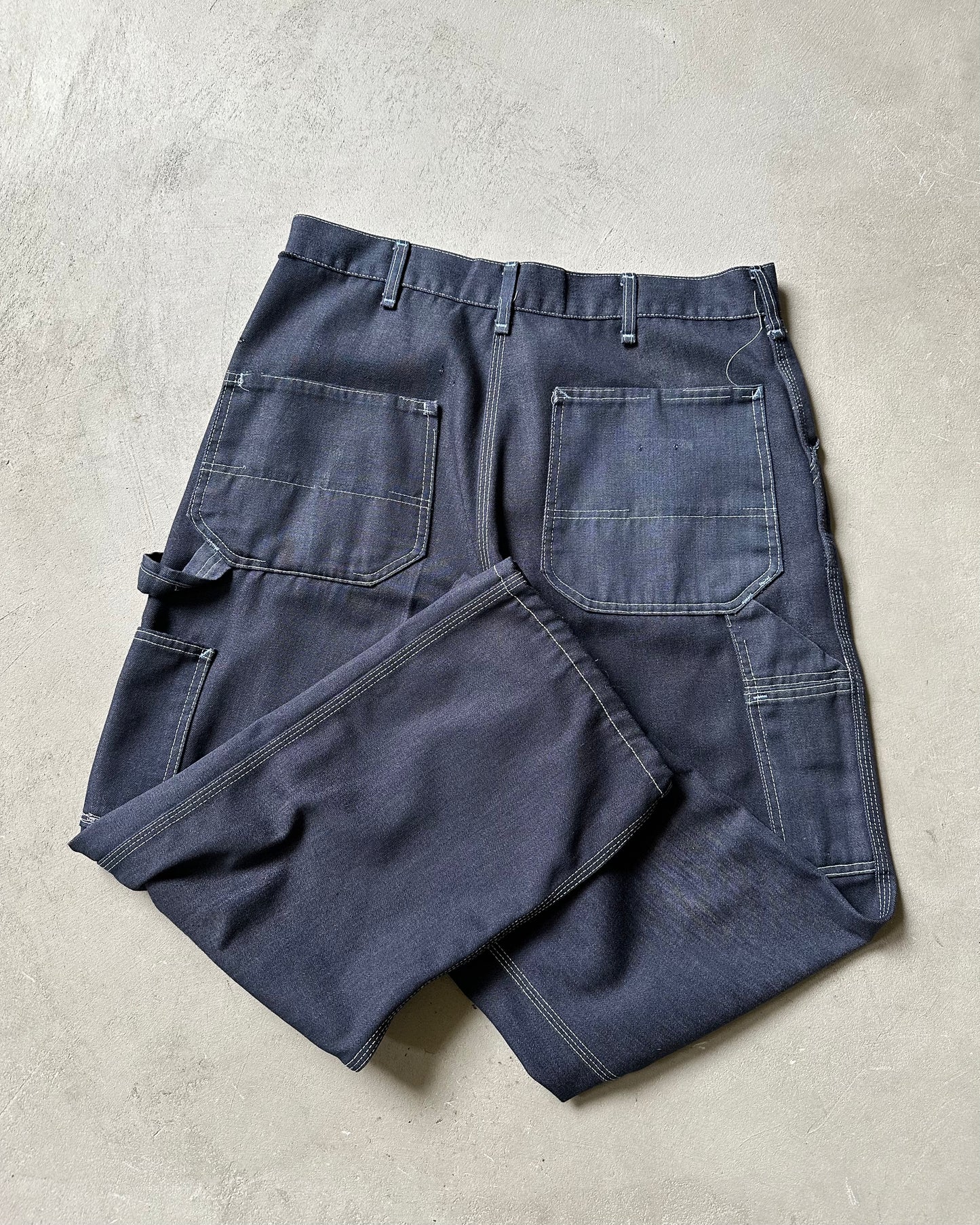 Années 1980 - Pantalon de travail Toughskins bleu marine foncé - 34x27