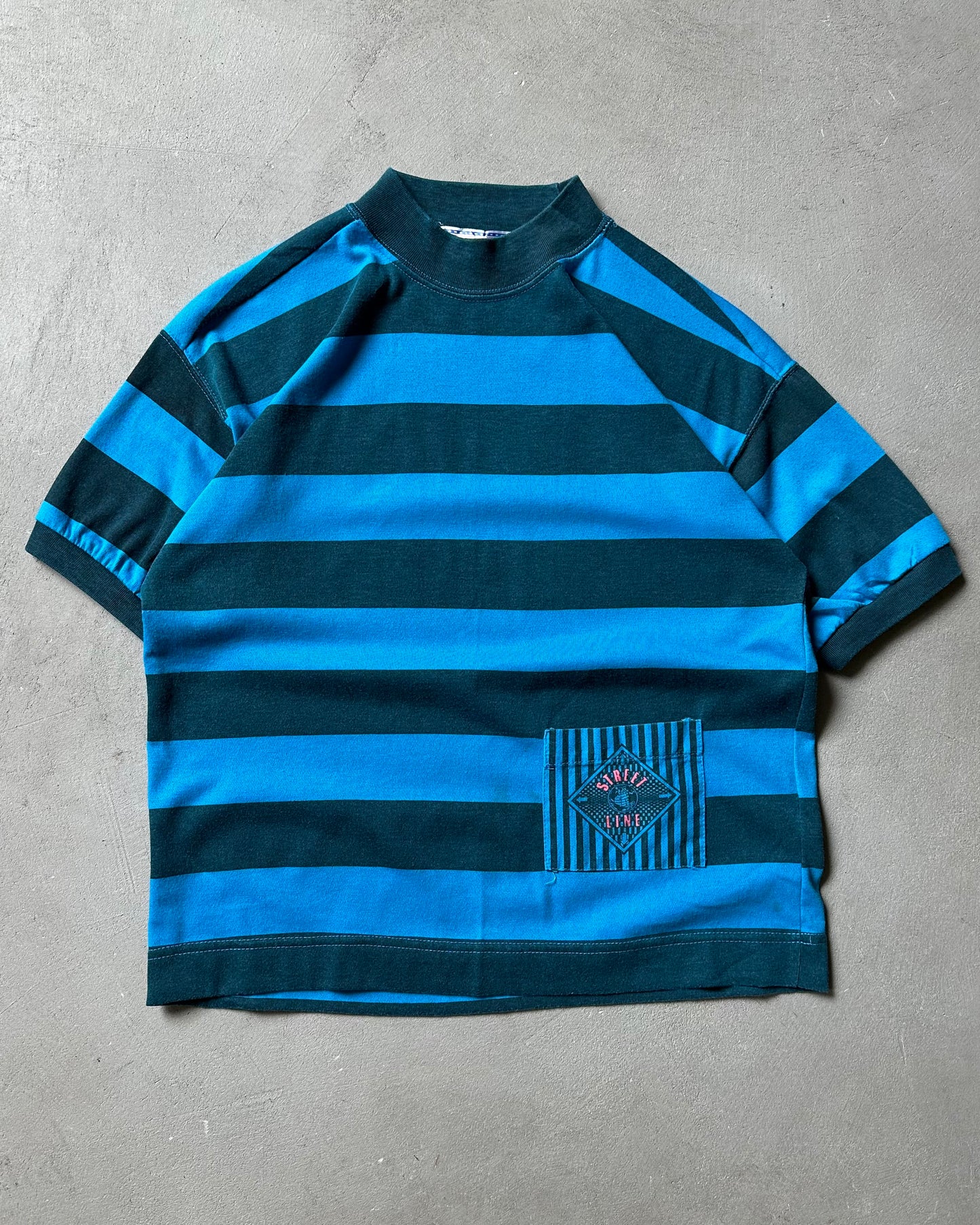 1990s - Blue Striped T-Shirt - XS