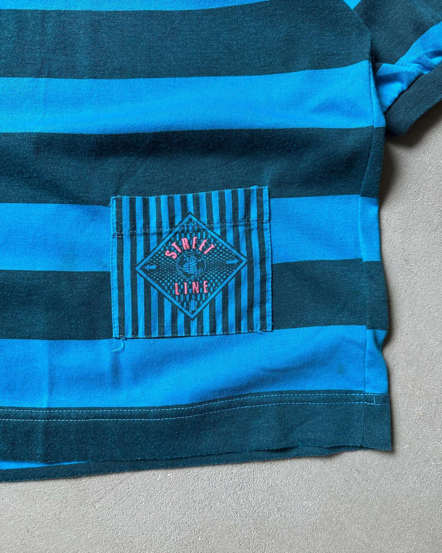1990s - Blue Striped T-Shirt - XS