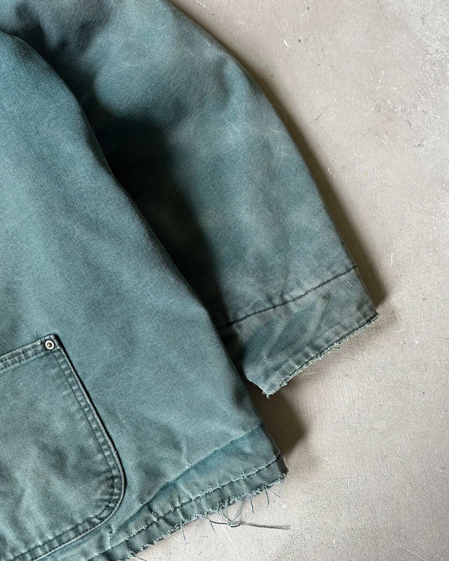 1990s - Distressed Teal Carhartt Chore Jacket - XXL