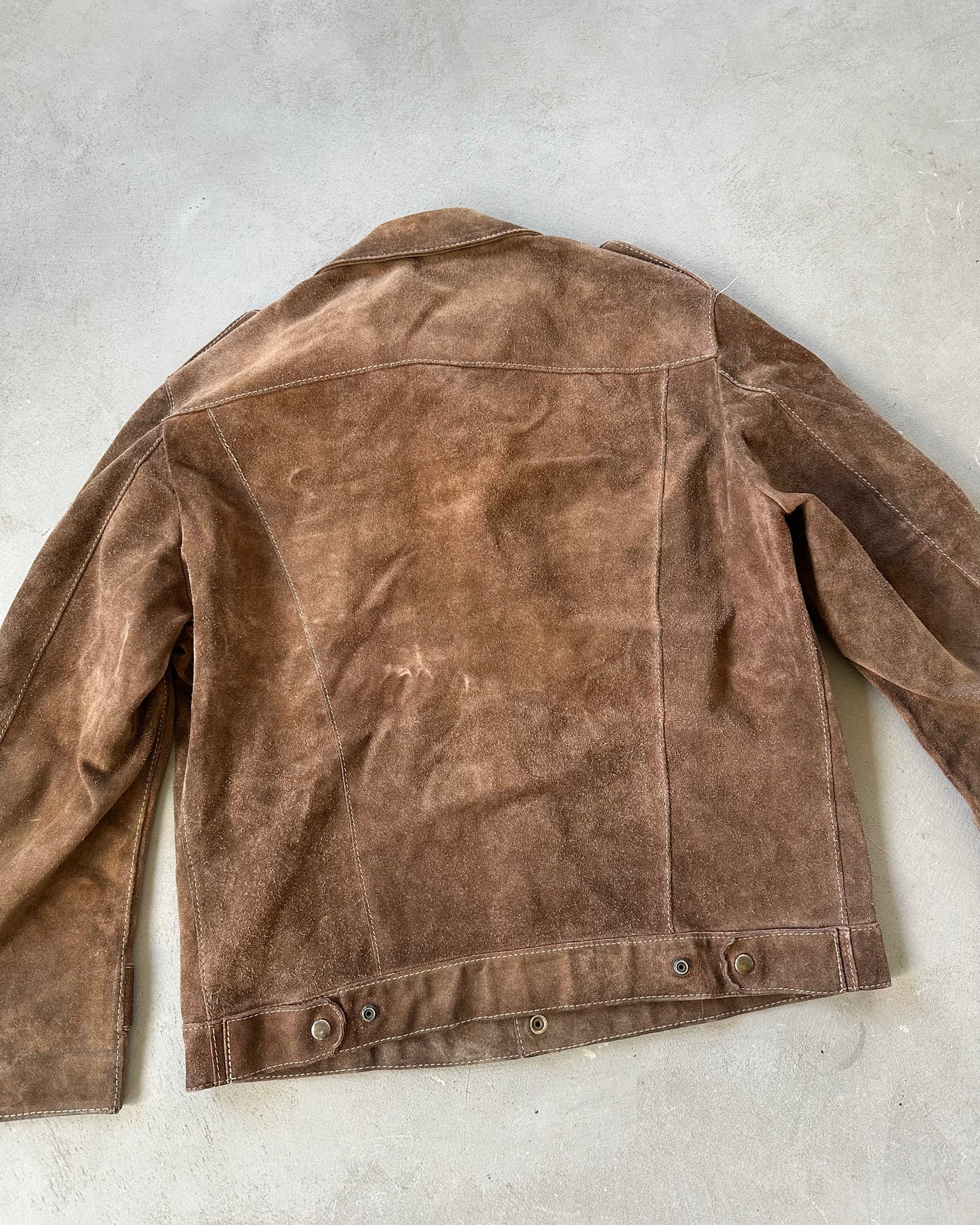 1970s - Brown Suede Trucker Jacket - L