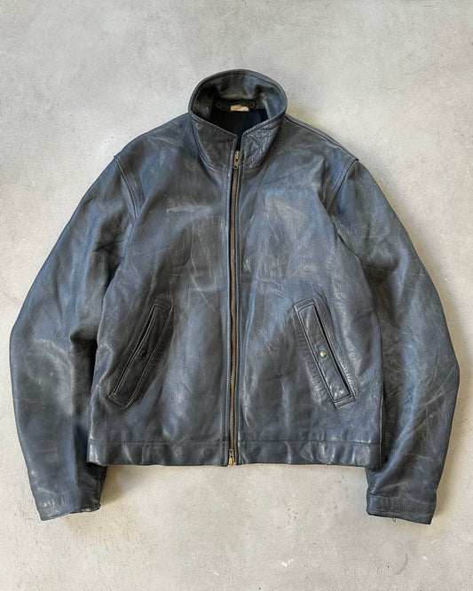 1970s - Distressed Black French Leather Jacket - M