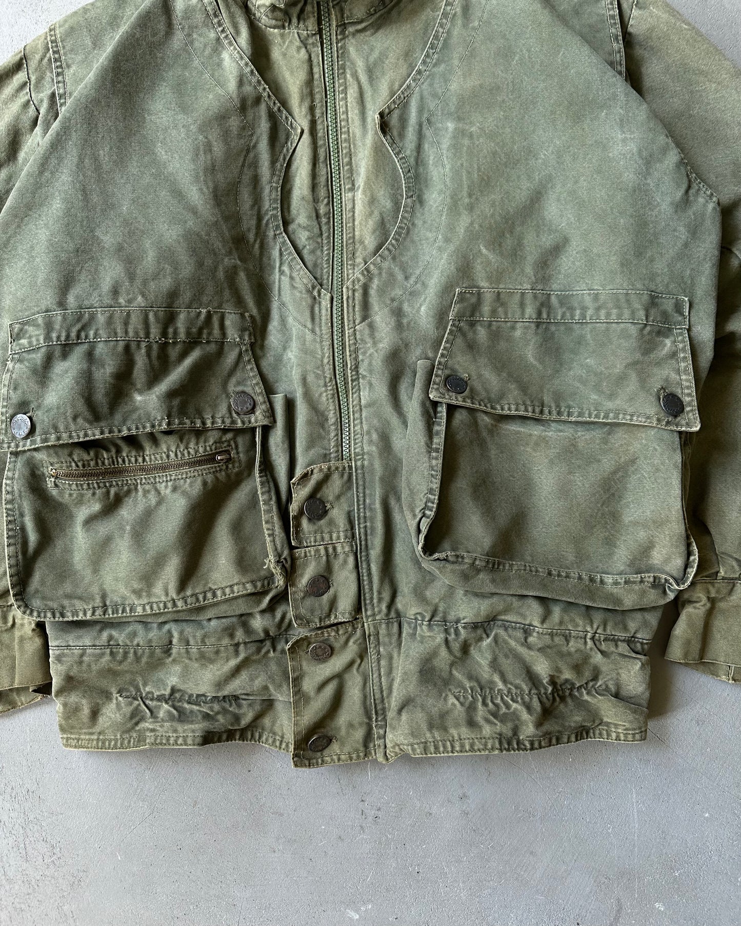1970s - Distressed Green Utility Jacket - M
