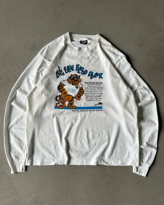 1990s - White "Big Blue Blood Donor" Longsleeve - M/L