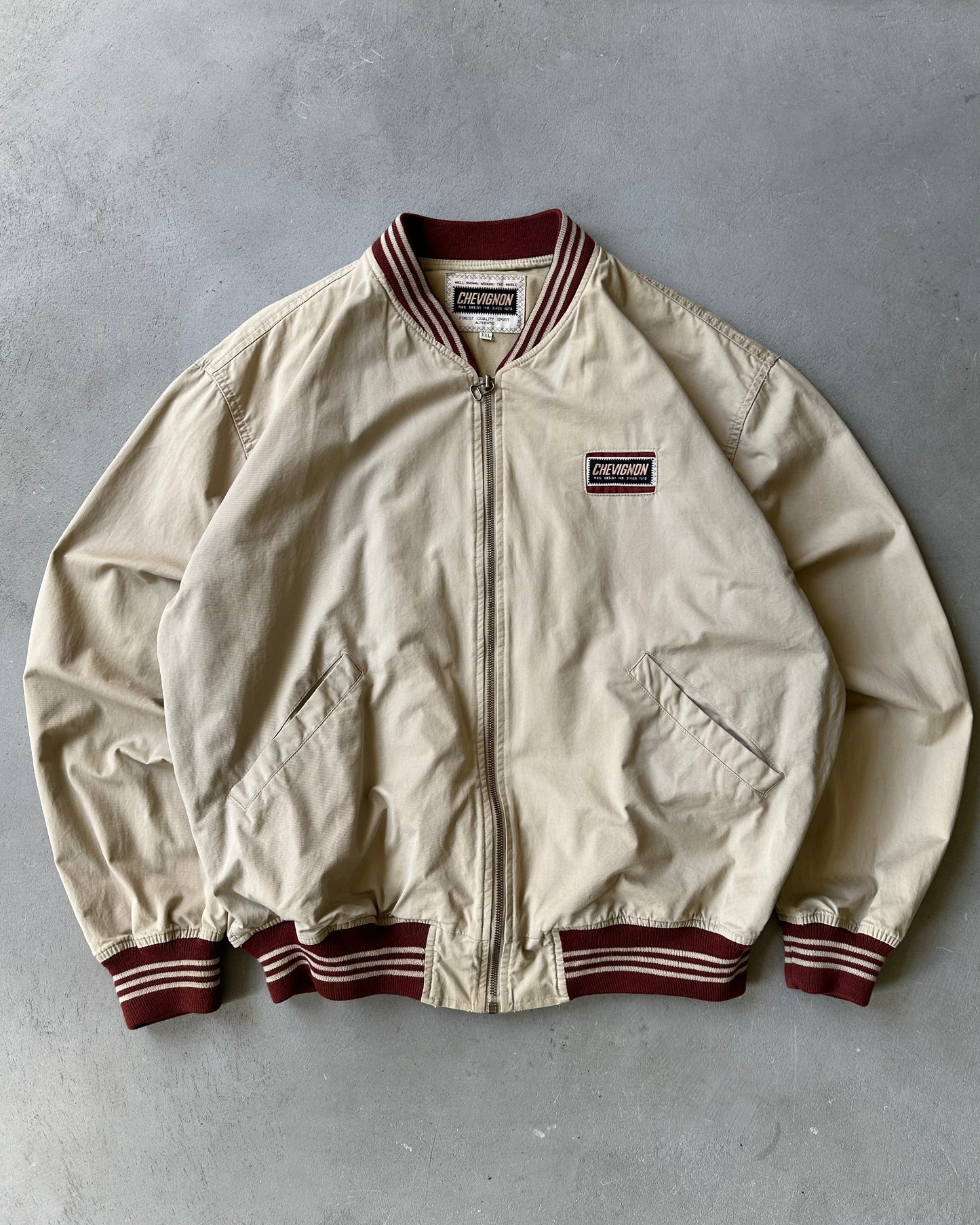 1990s - Tan/Brown Chevignon Light Bomber Jacket - XL