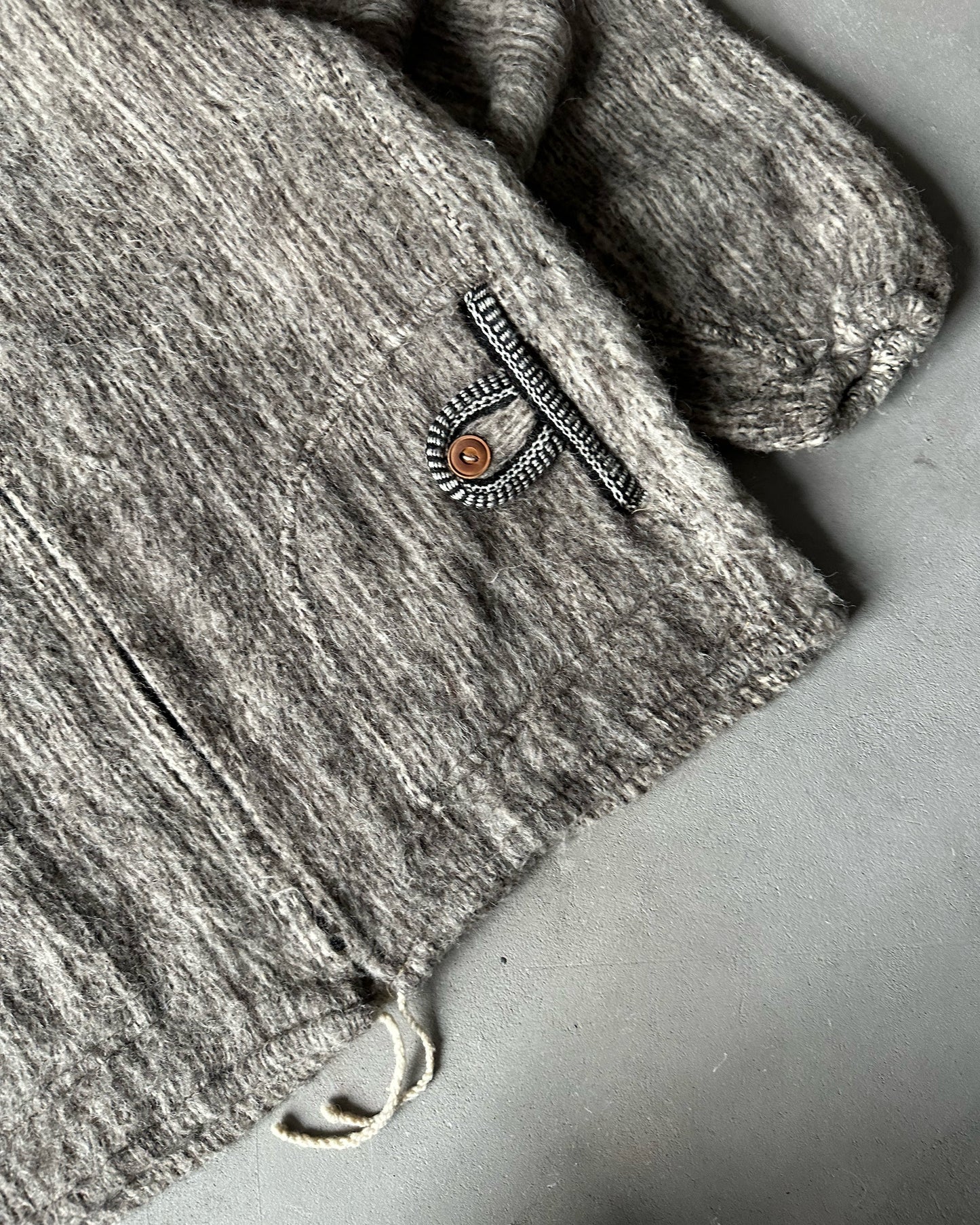 1990s - Grey Ecuadorian Wool Zip Sweater - L