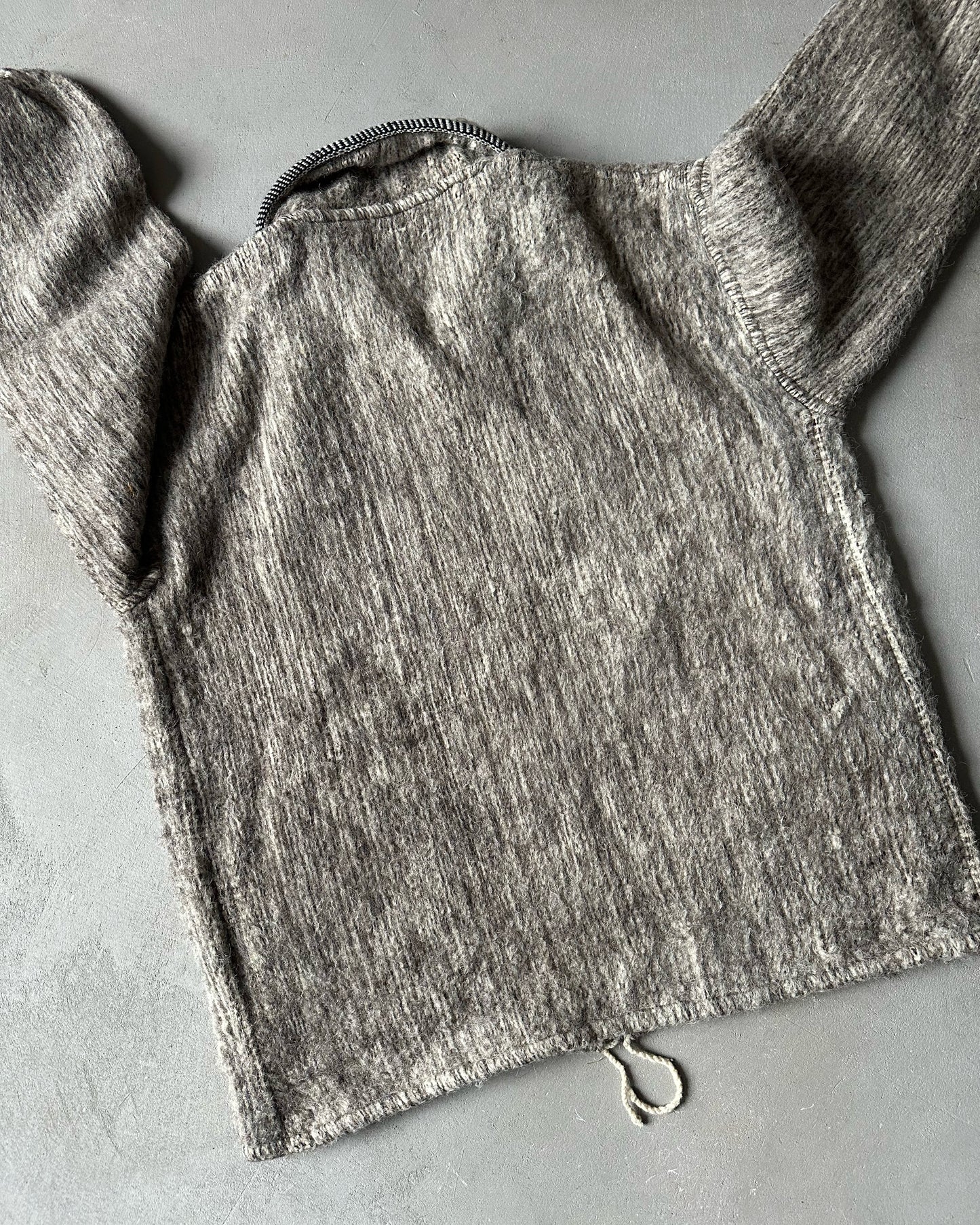 1990s - Grey Ecuadorian Wool Zip Sweater - L