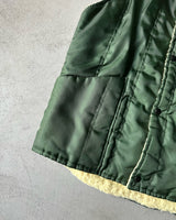 1970s - Forest Green Faux Fur Line Vest - S