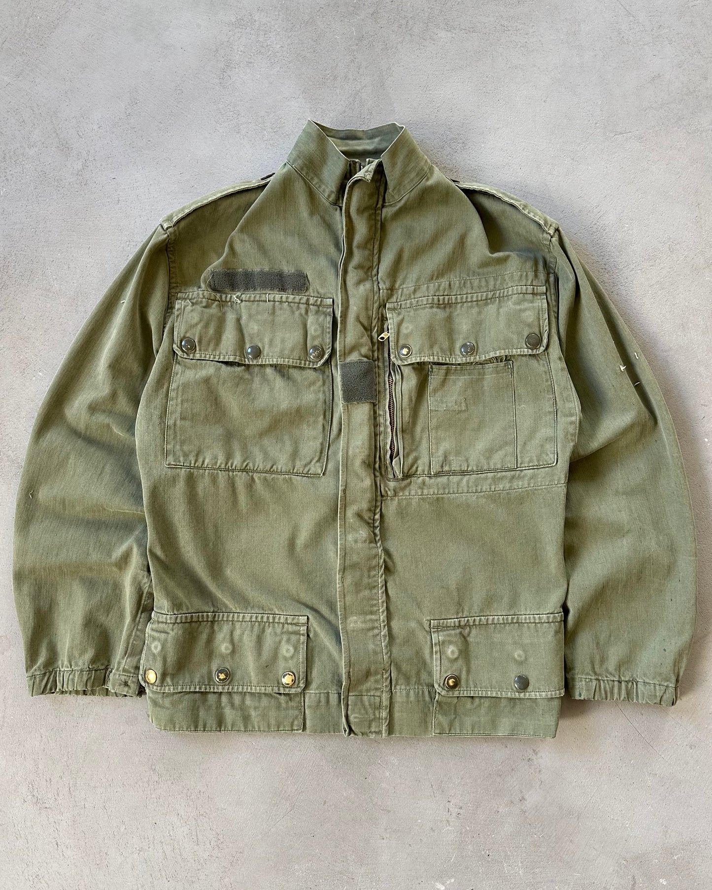 1950s - Faded Green French HBT Paratrooper Jacket - S
