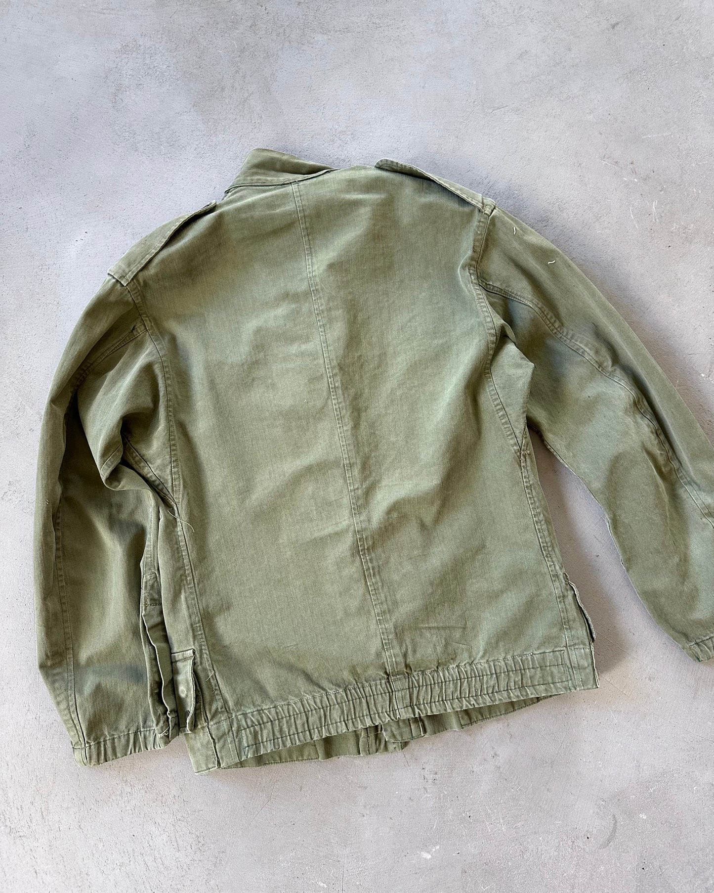 1950s - Faded Green French HBT Paratrooper Jacket - S