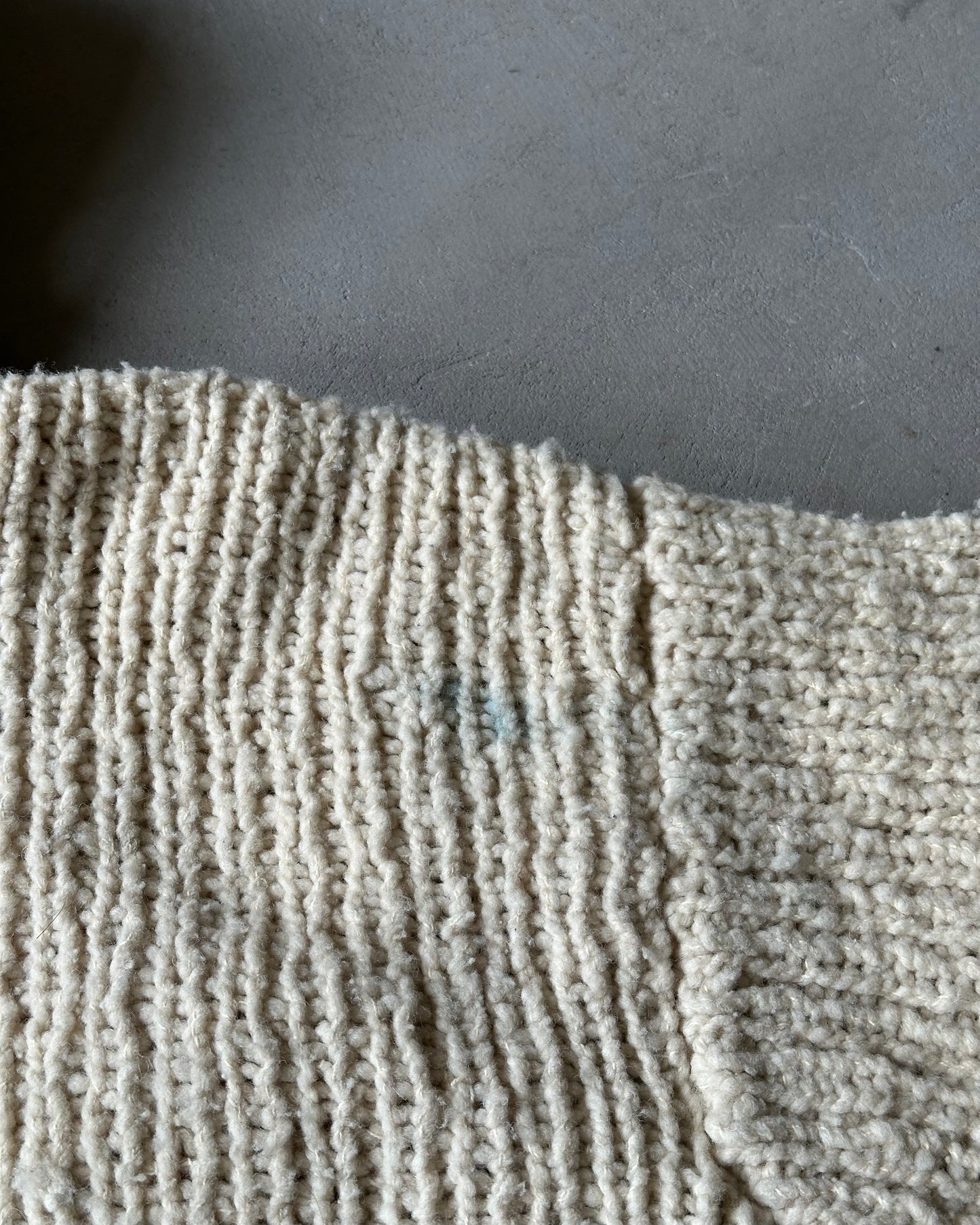 1980s - Cream Chunky Wool Zip Up Knit - S/M