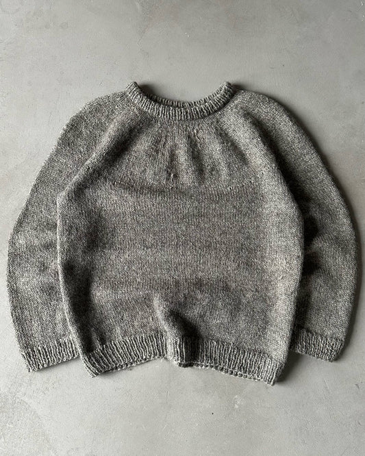 1980s - Grey Handknit Wool Sweater - L