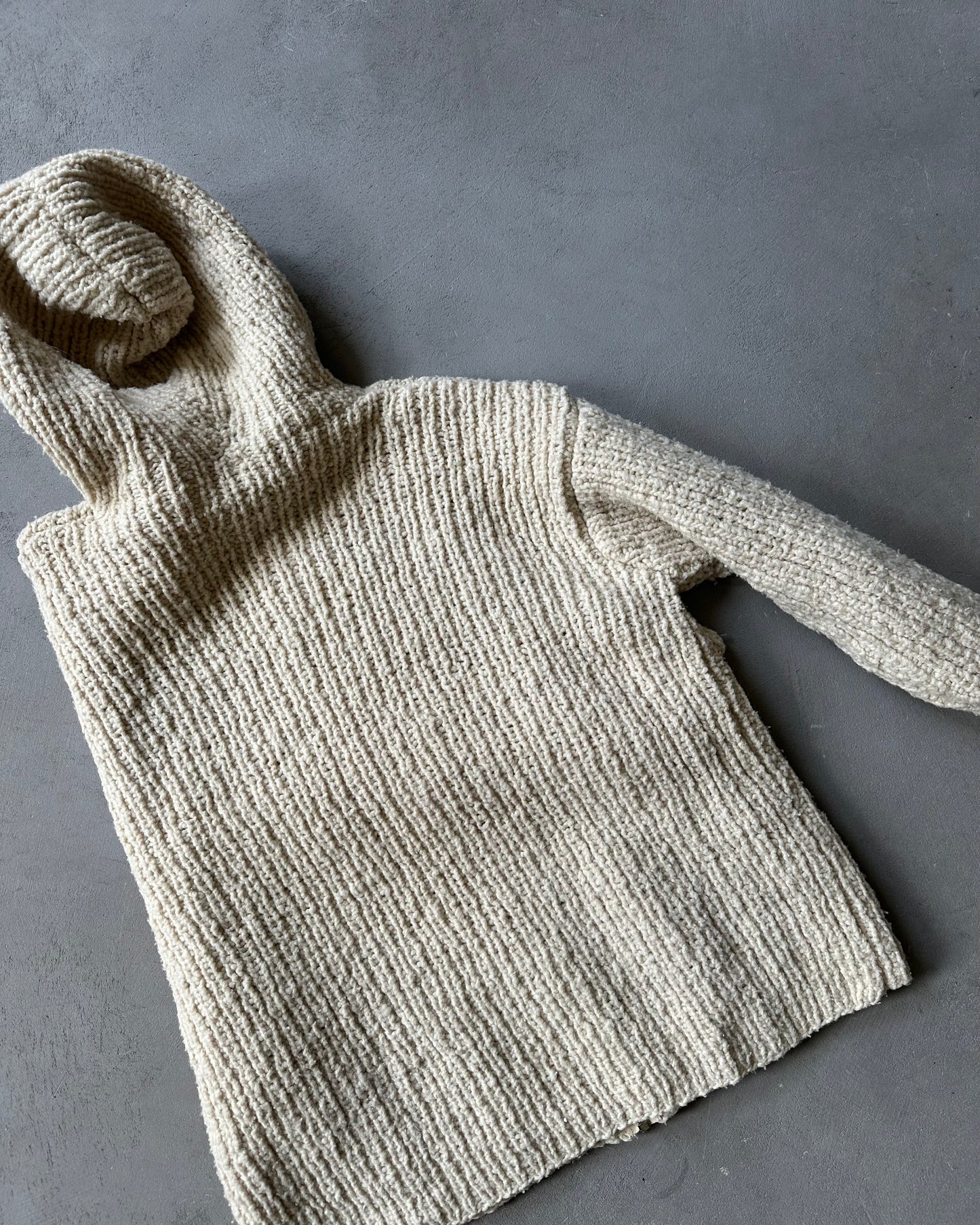 1980s - Cream Chunky Wool Zip Up Knit - S/M