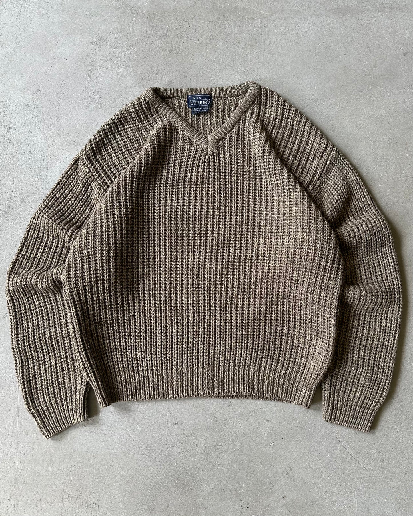 1990s - Brown Ribbed Sweater - M