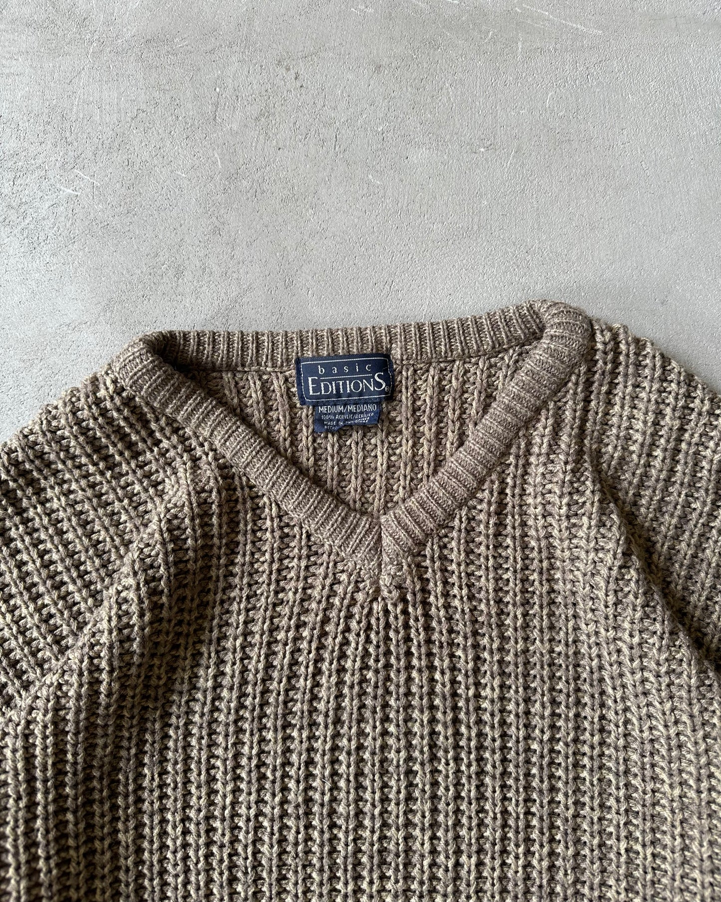 1990s - Brown Ribbed Sweater - M