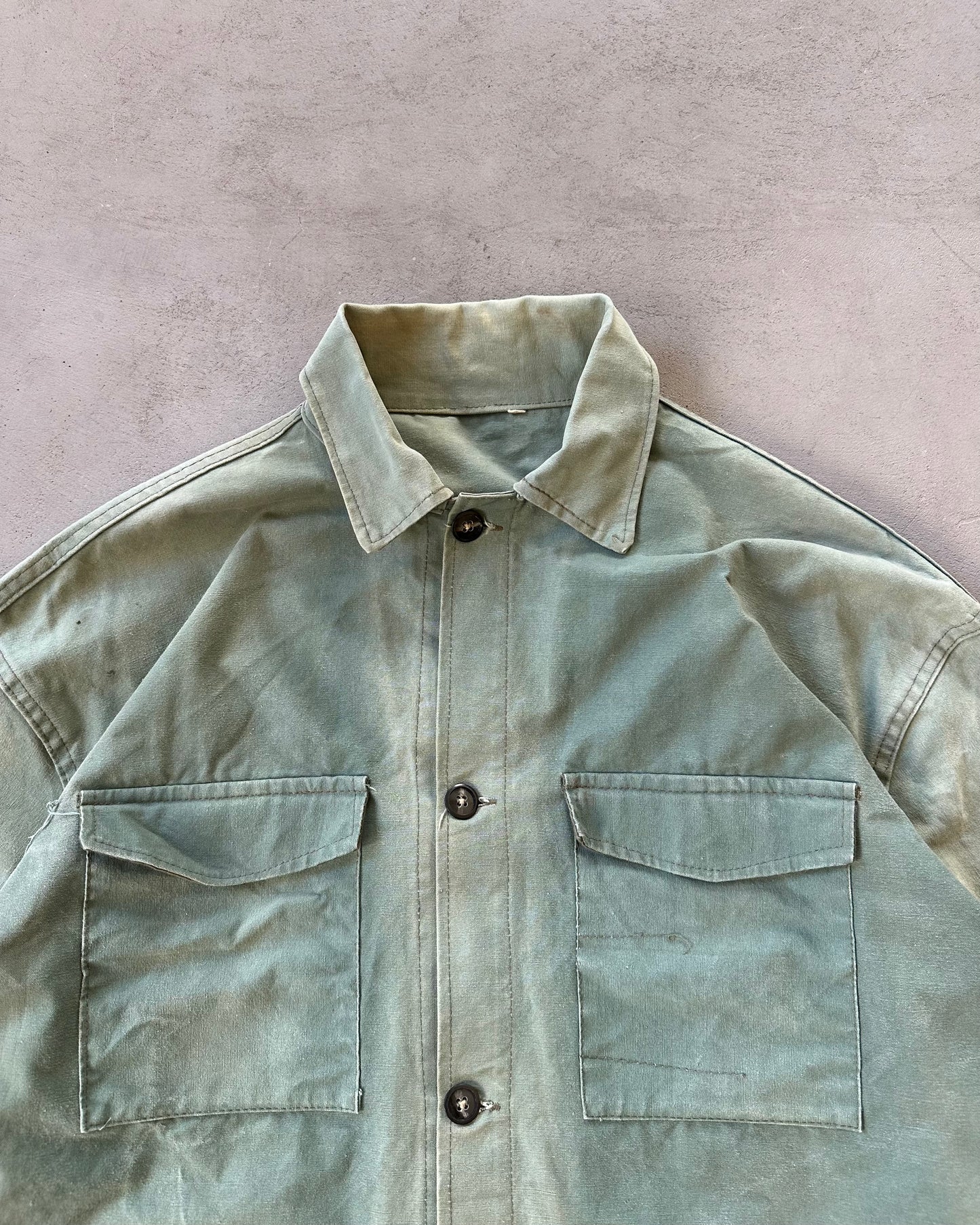 1970s - Faded Green French Hunting Over Shirt - XL
