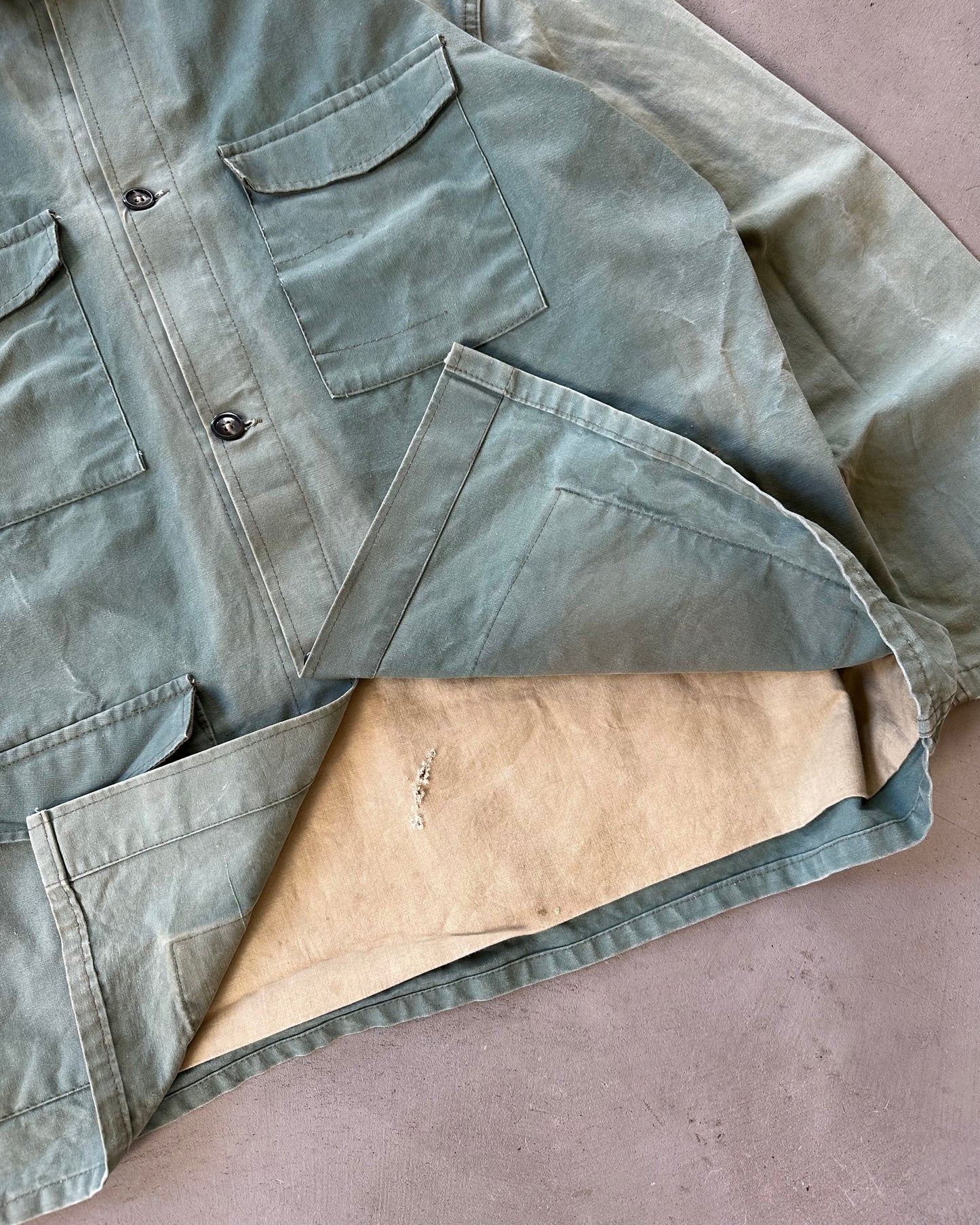 1970s - Faded Green French Hunting Over Shirt - XL