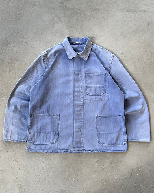 1990s - Faded Blue HBT Chore Overshirt - M