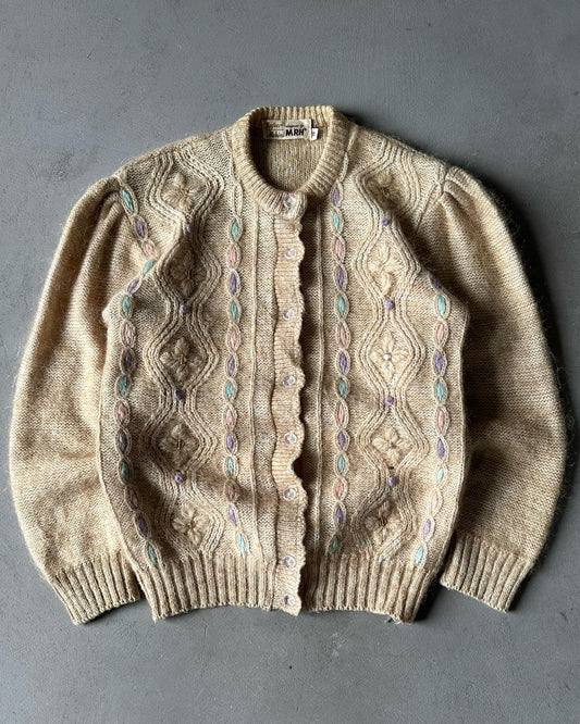 1970s - Tan Super Mohini Women's Cardigan - (W)M