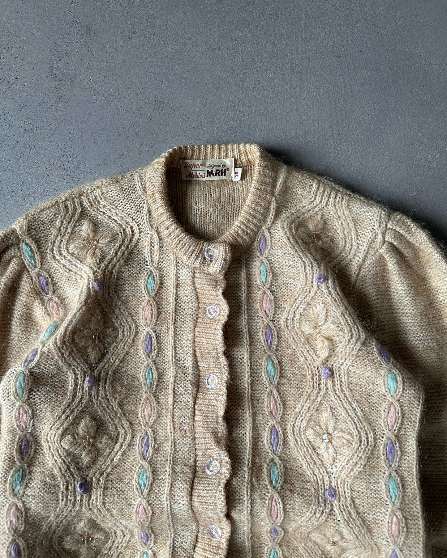 1970s - Tan Super Mohini Women's Cardigan - (W)M