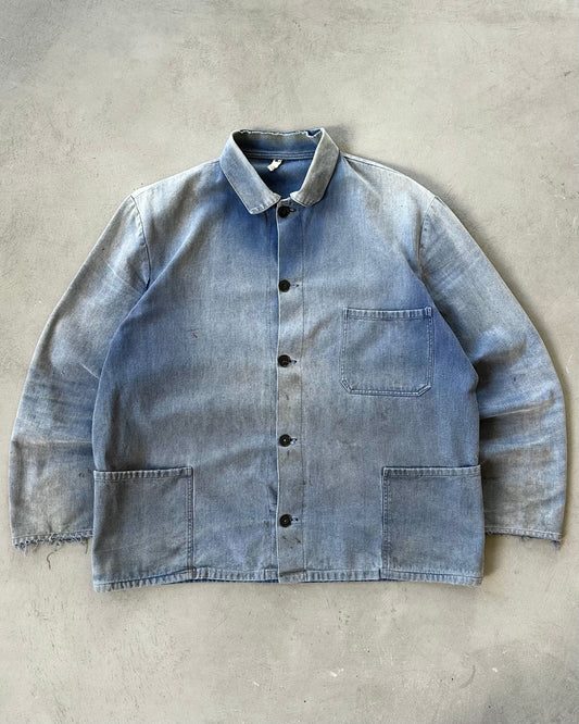 1960s - Distressed Blue French Chore - M/L