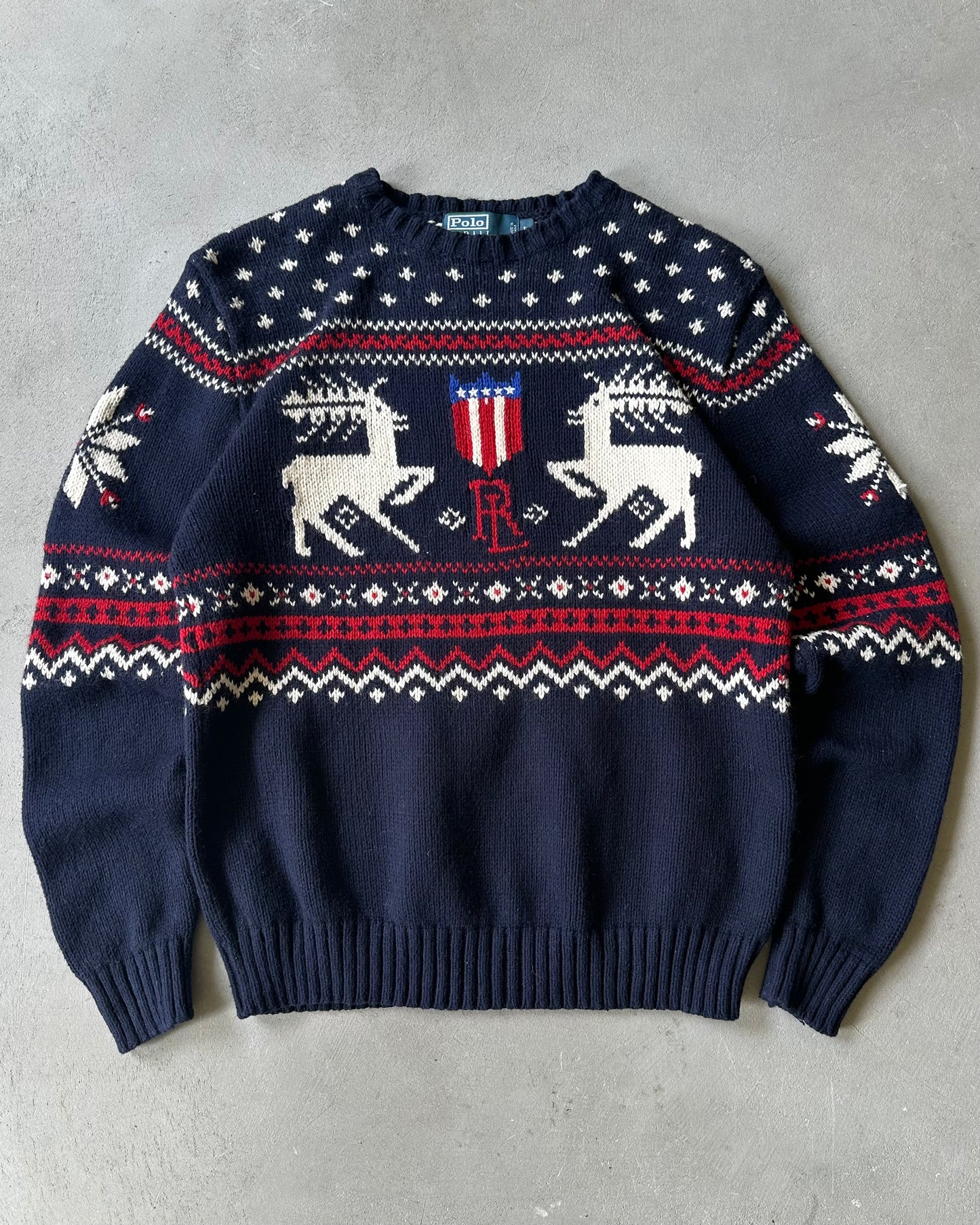 2000s - Navy Polo RL Nordic Sweater - M