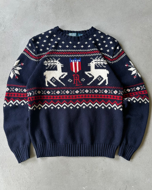 2000s - Navy Polo RL Nordic Sweater - M