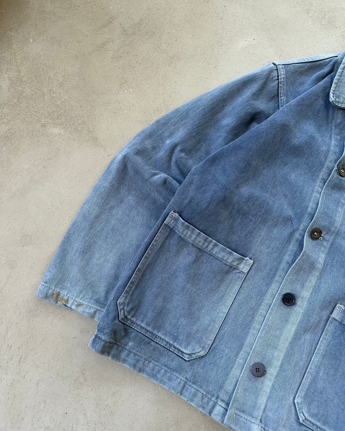 1980s - Faded Blue Moleskin French Chore - XS