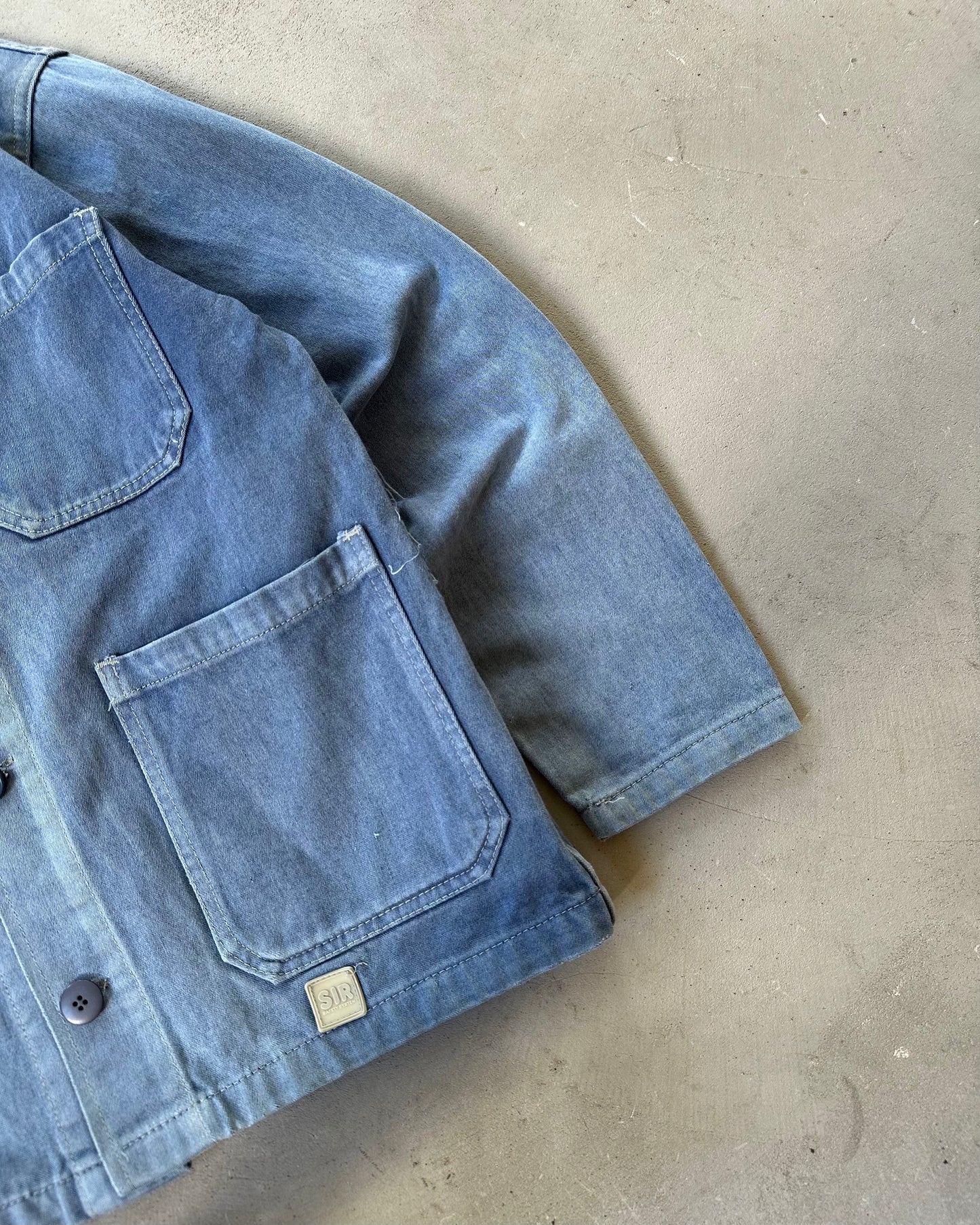 1980s - Faded Blue Moleskin French Chore - XS