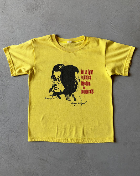 1990s - Yellow "Fight For Freedom" T-Shirt - XXS/XS