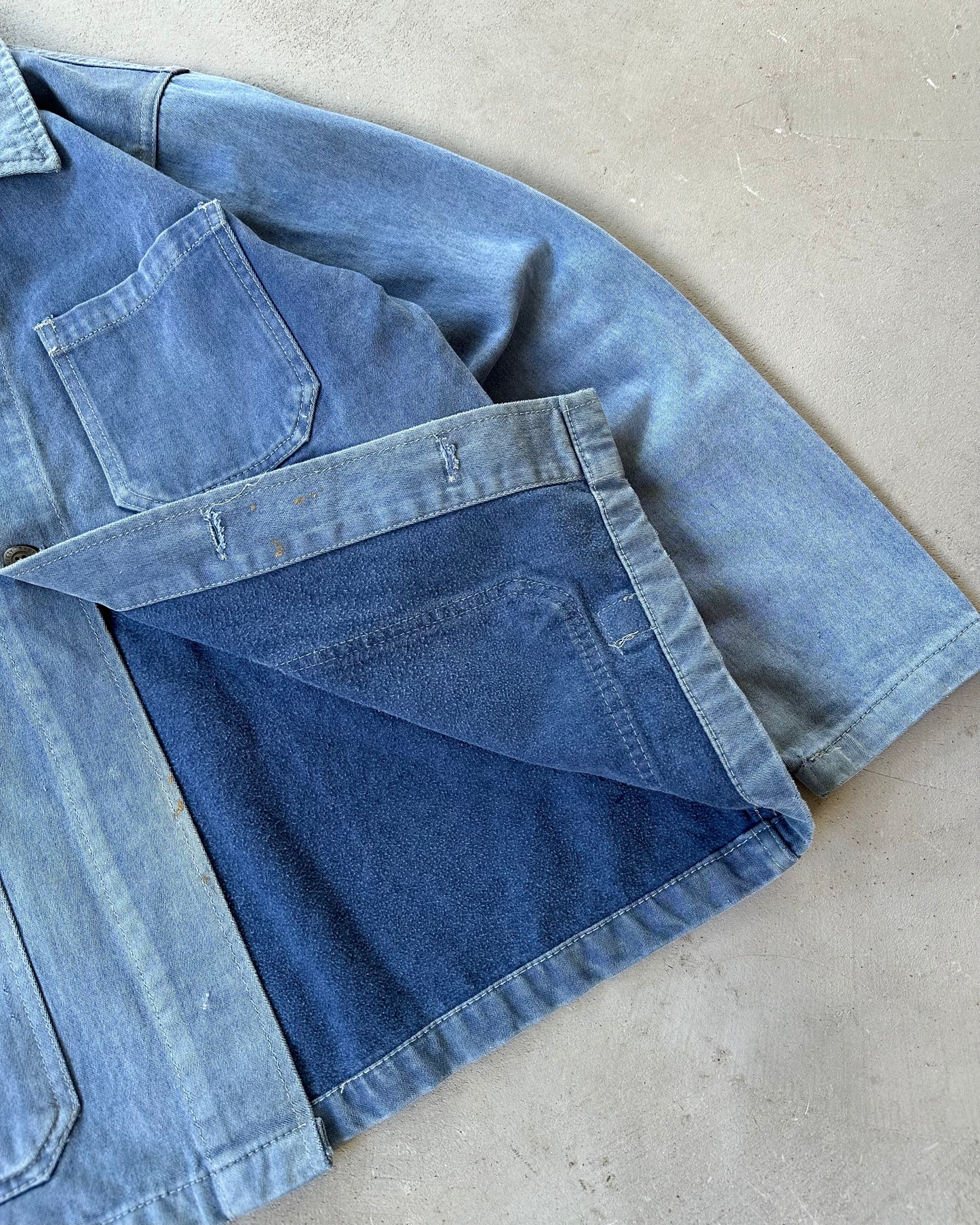 1980s - Faded Blue Moleskin French Chore - XS