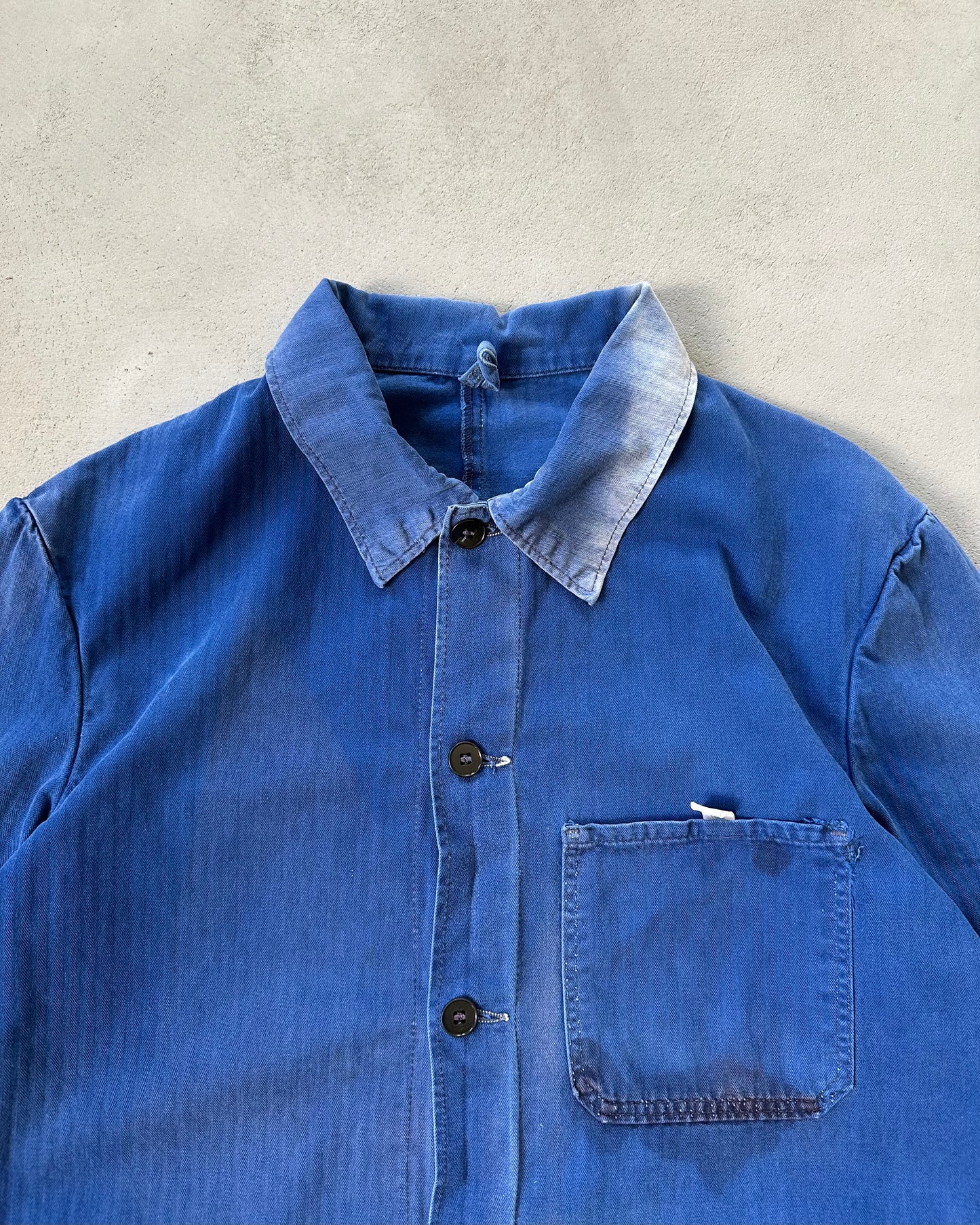 1960s - Distressed Blue HBT French Chore - L