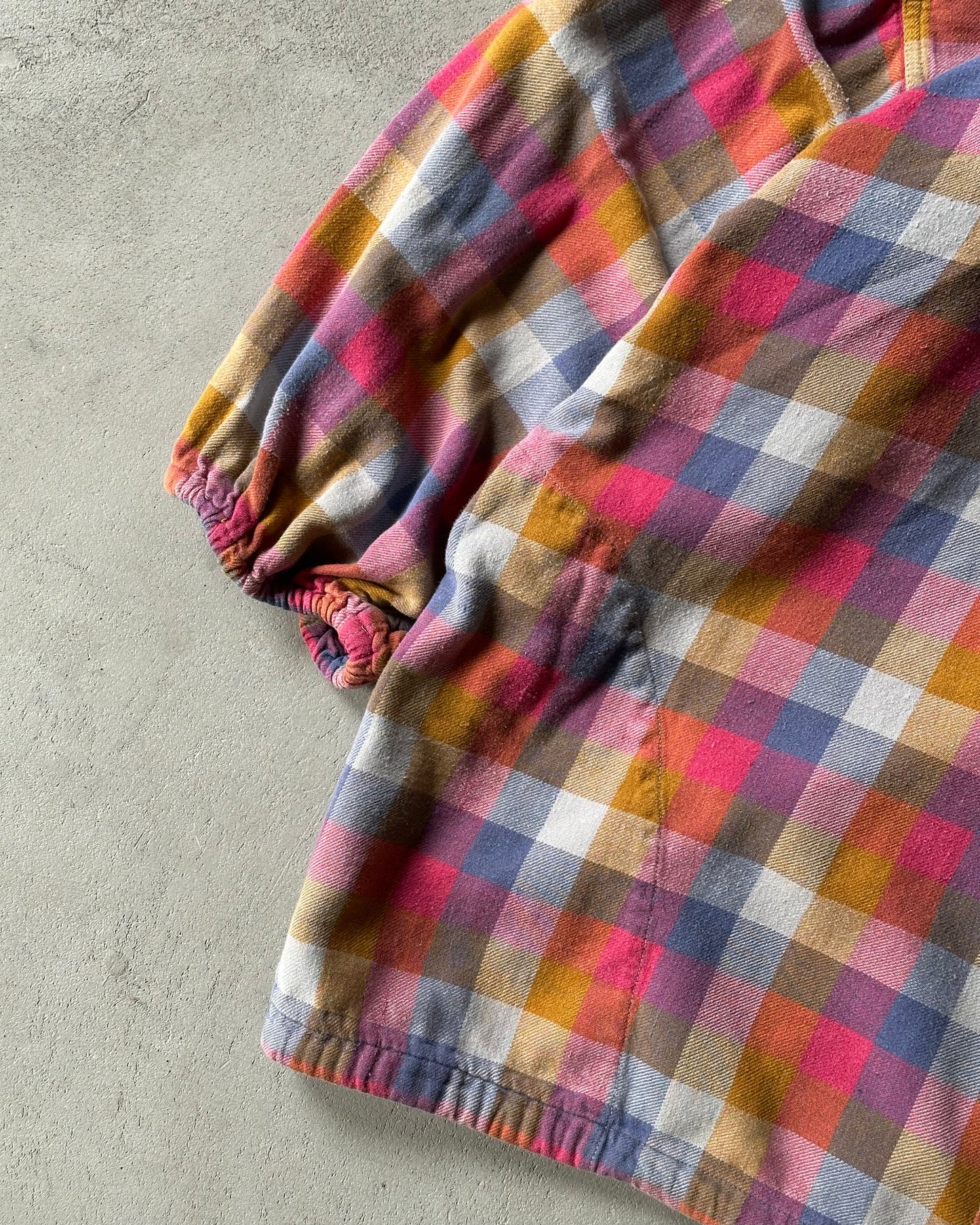 1990s - Pink/Mustard Plaid Hooded Overshirt - M/L