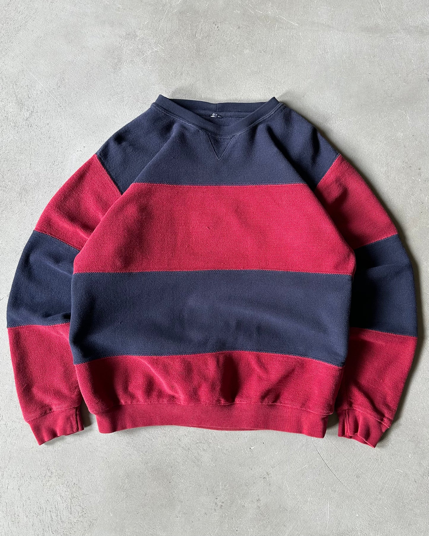 1990s - Navy/Red Striped Crewneck - M/L