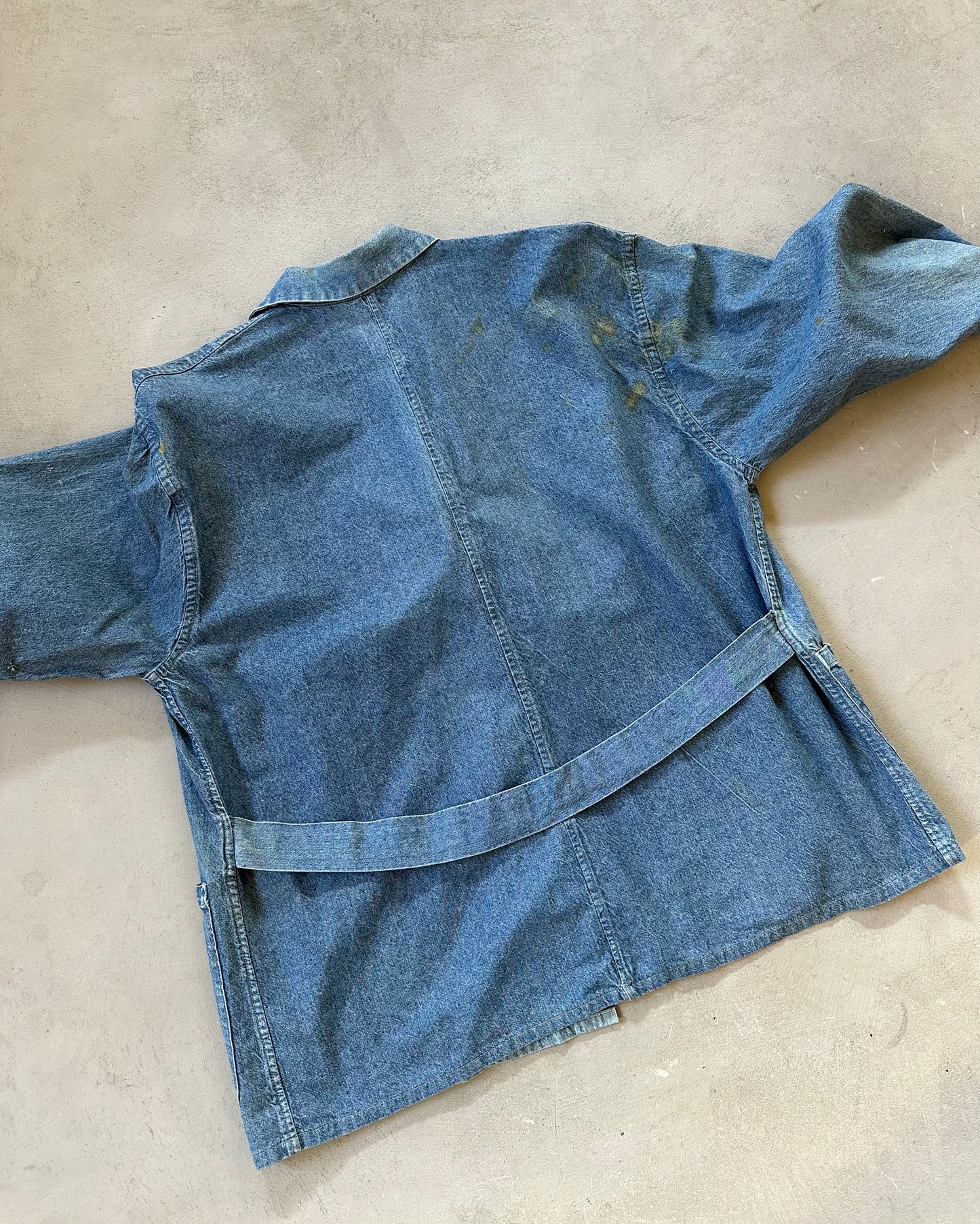 1960s - Distressed Denim French Chore - L