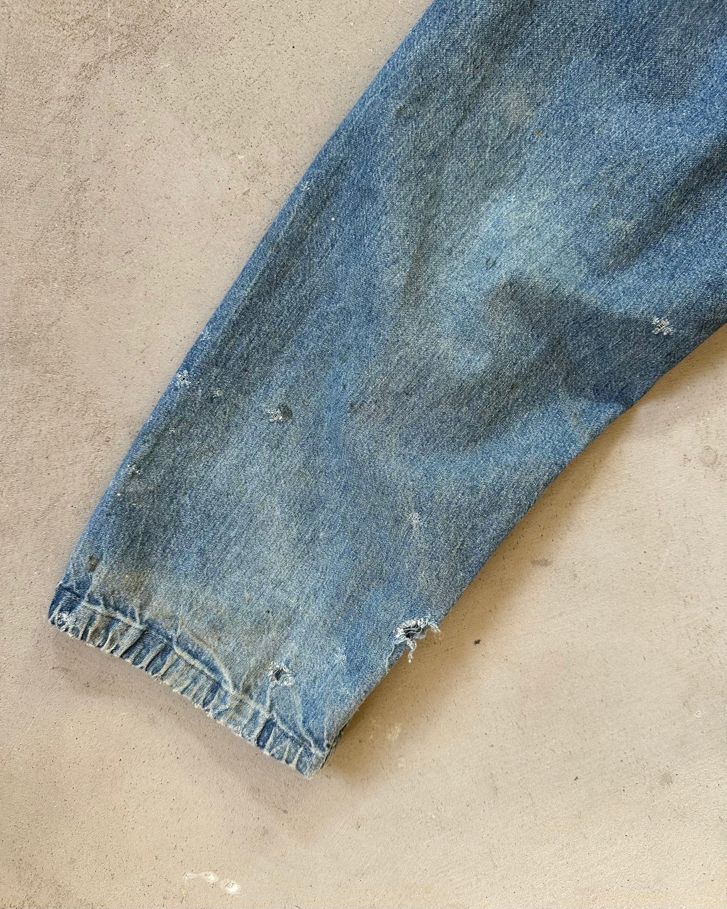 1960s - Distressed Denim French Chore - L