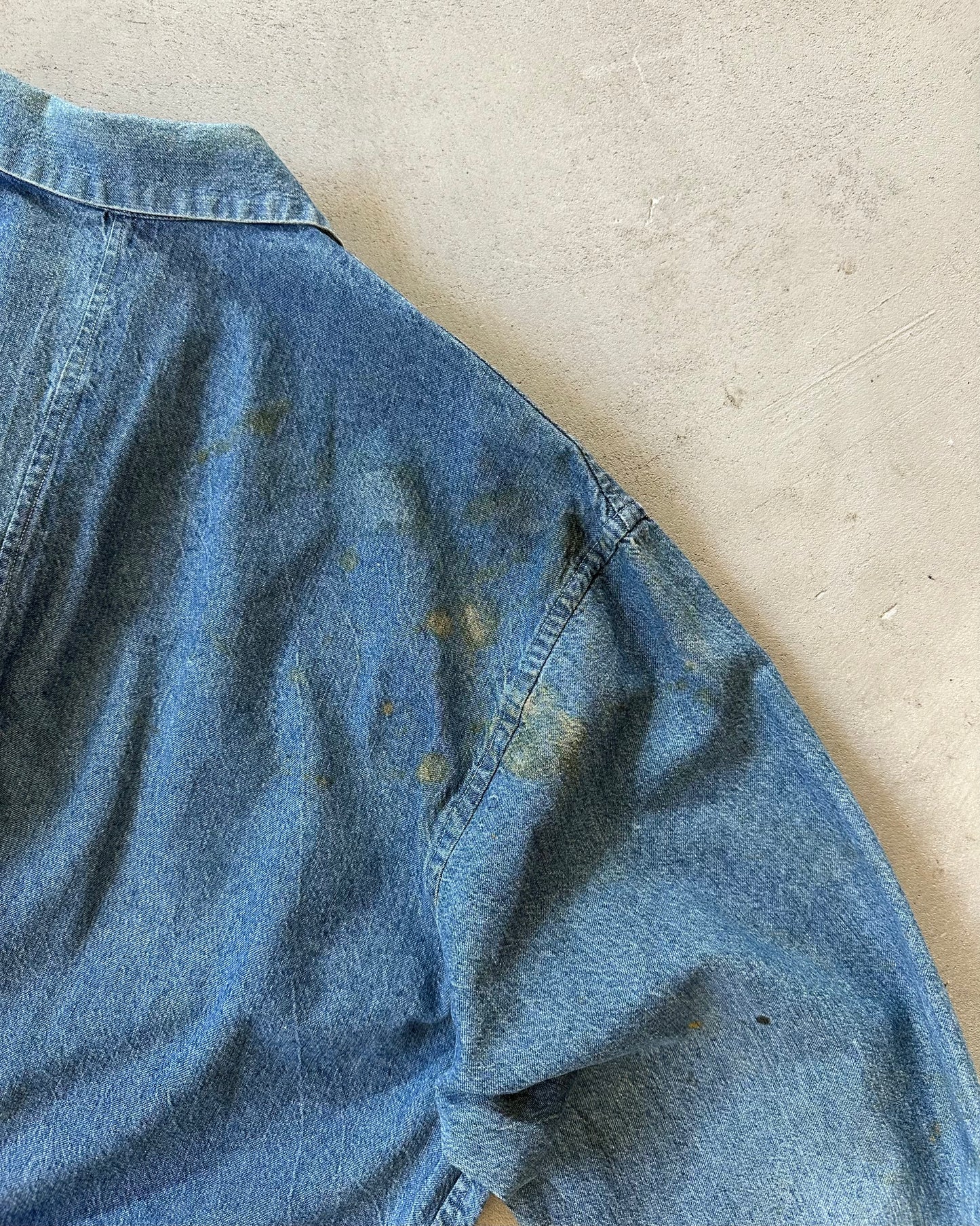 1960s - Distressed Denim French Chore - L