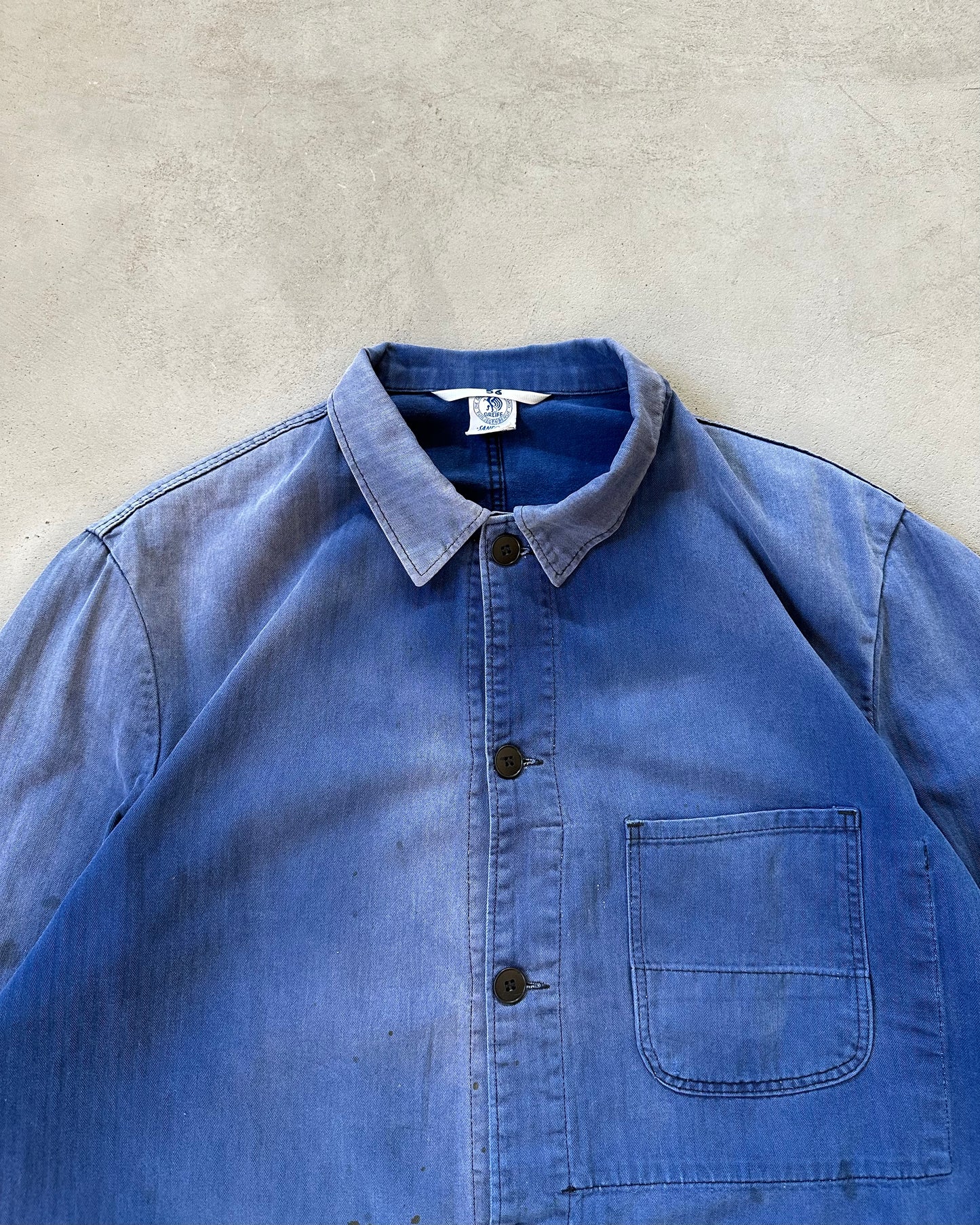 1960s - Faded Blue HBT German Chore - XL
