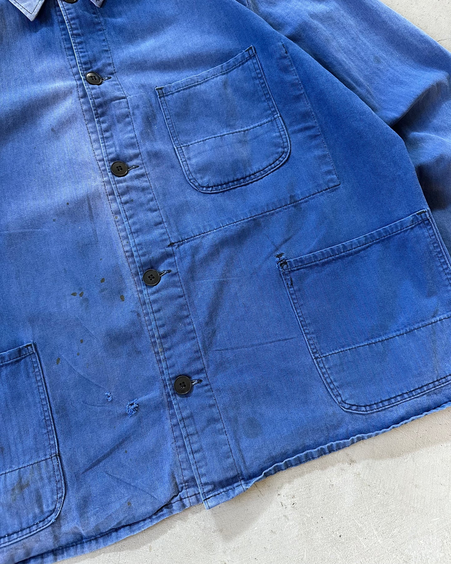 1960s - Faded Blue HBT German Chore - XL