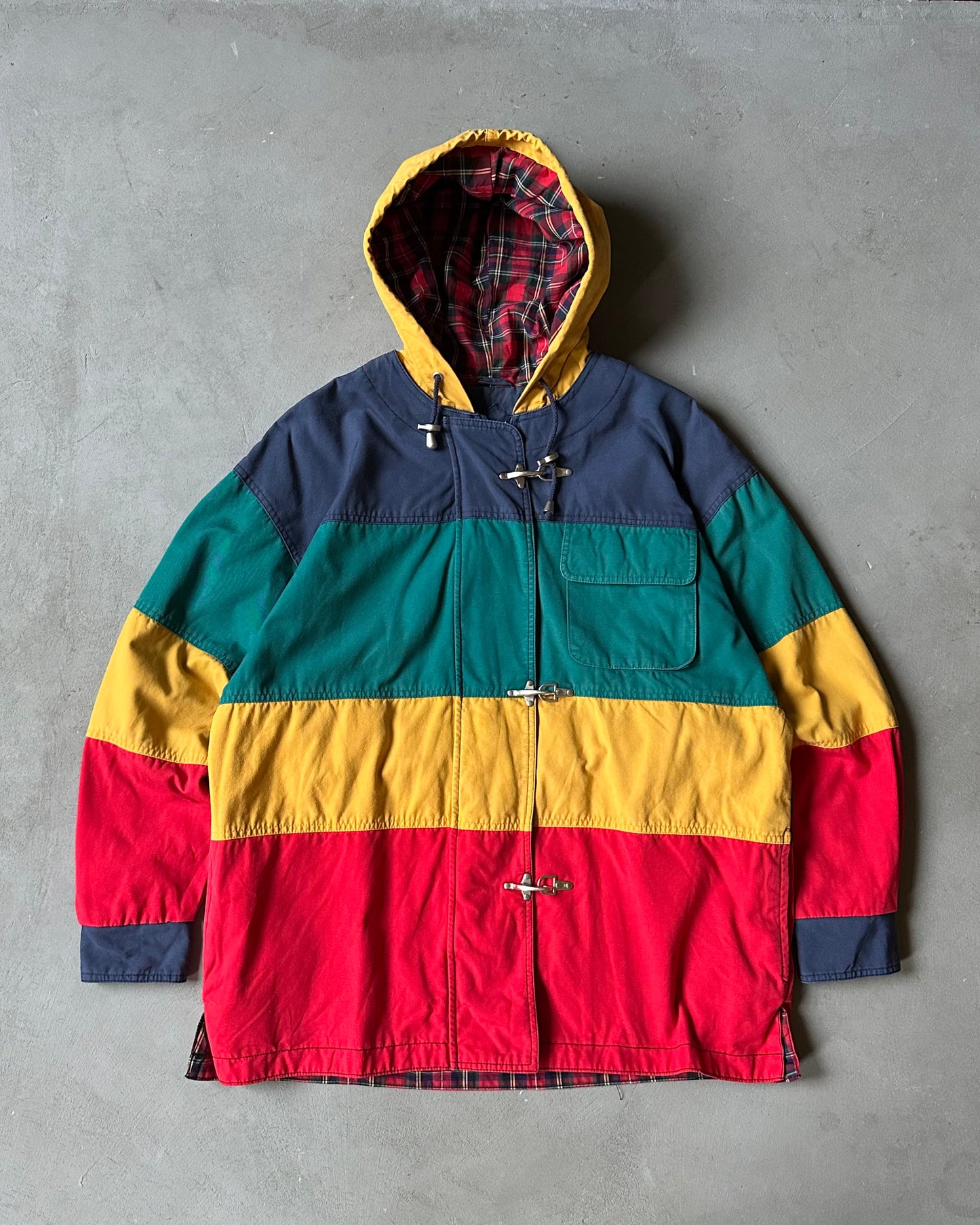 Années 90 - Veste de pompier légère rayée vert/rouge - (F)M
