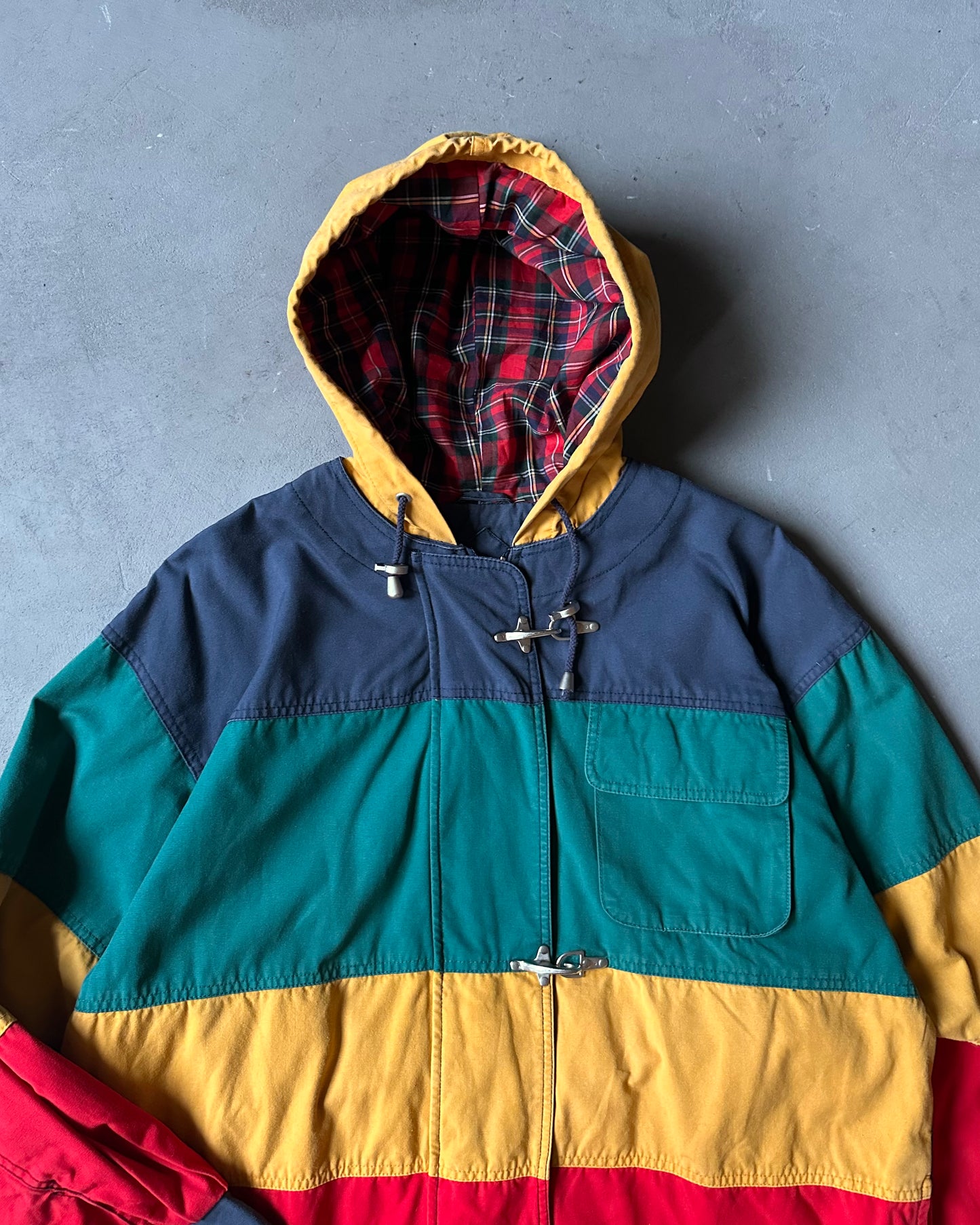 Années 90 - Veste de pompier légère rayée vert/rouge - (F)M
