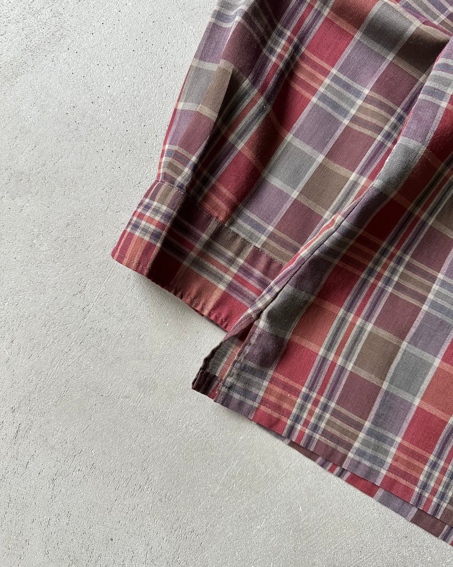 1970s - Burgundy Plaid Overshirt - M