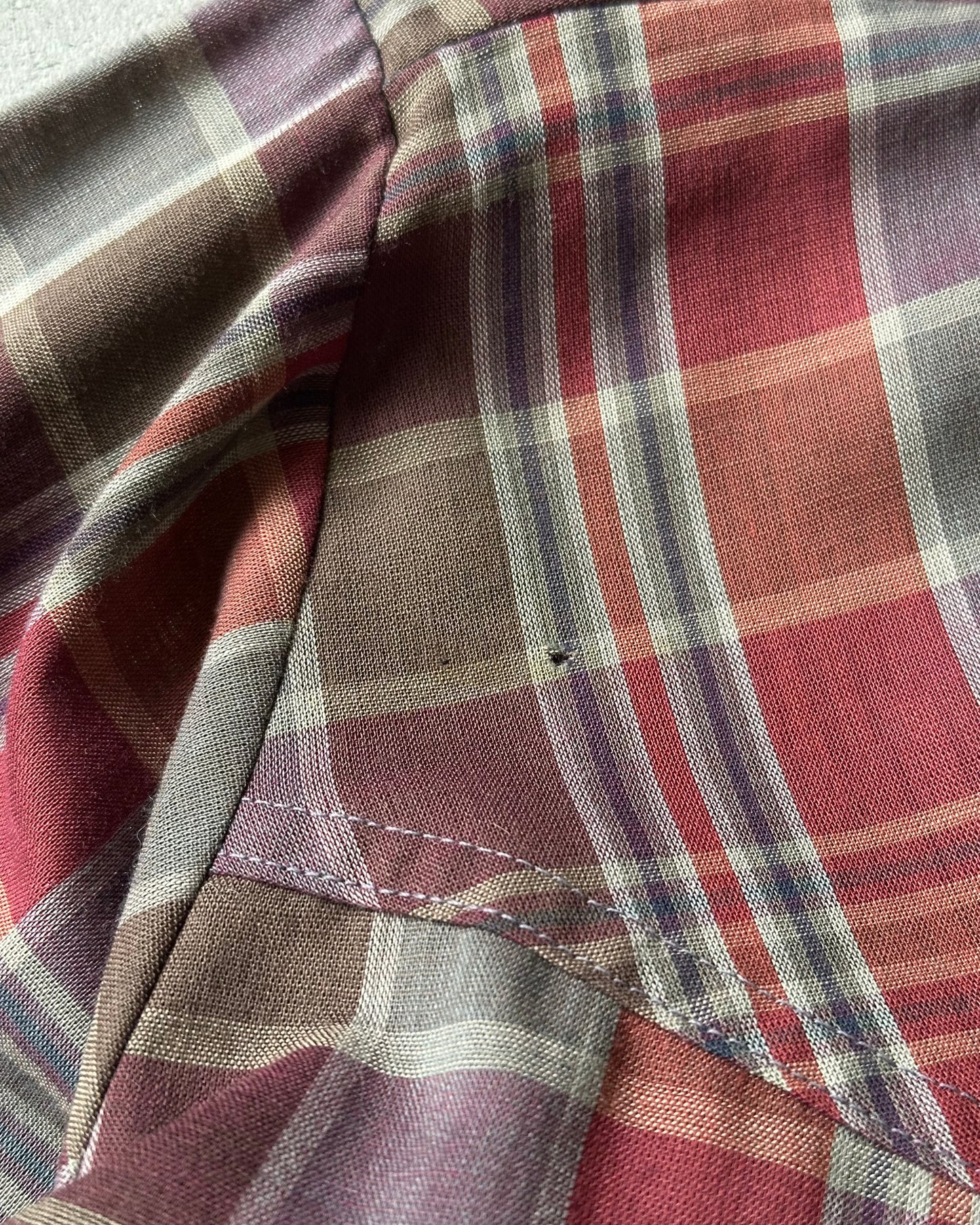 1970s - Burgundy Plaid Overshirt - M