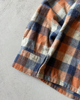 1980s - Blue/Orange Plaid Wool Flannel - S