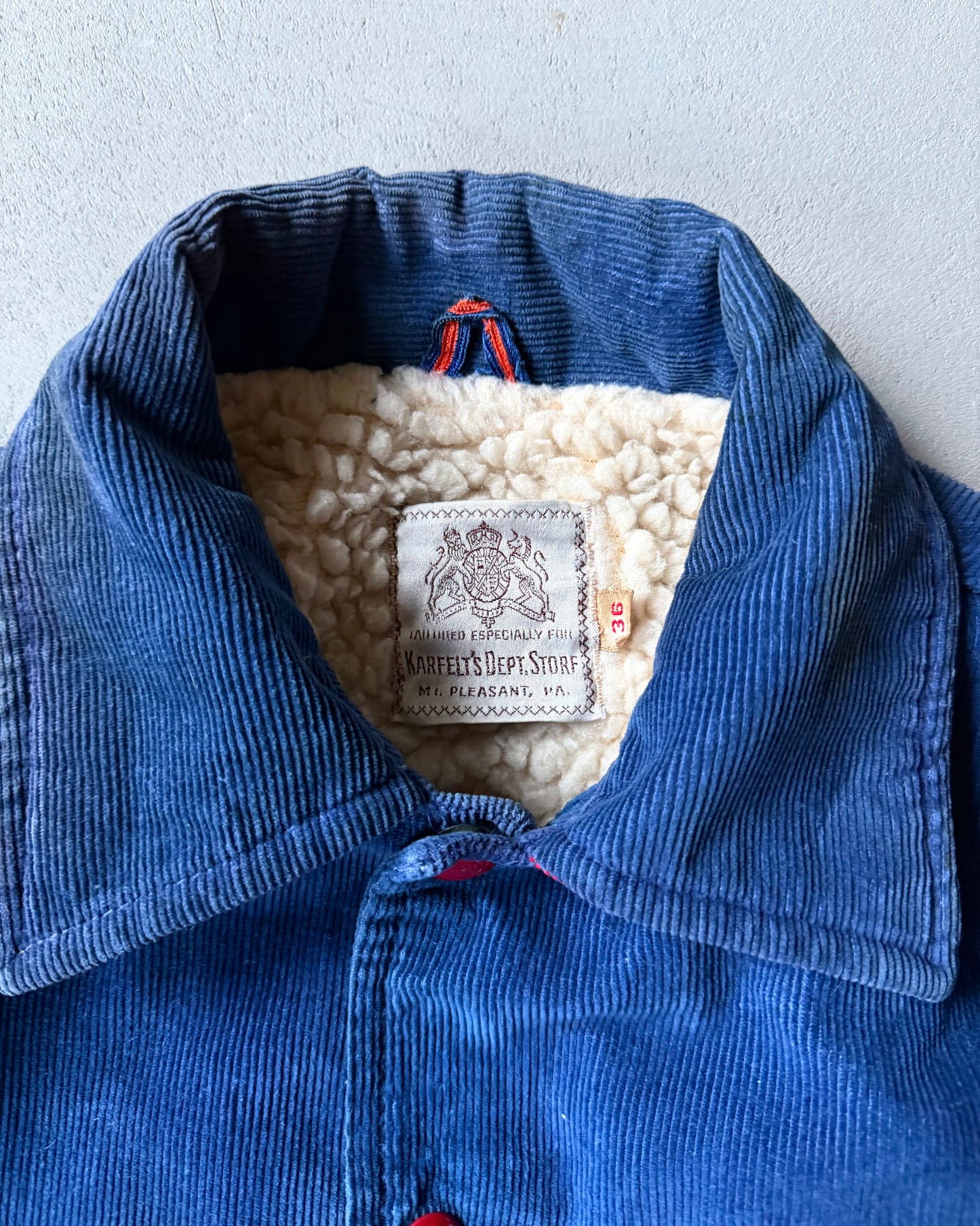 1980s - Distressed Navy/Red Mt. Pleasant Cheerleader Varsity Jacket - S