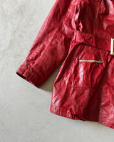 1970s - Red Belted Leather Jacket - (W)S