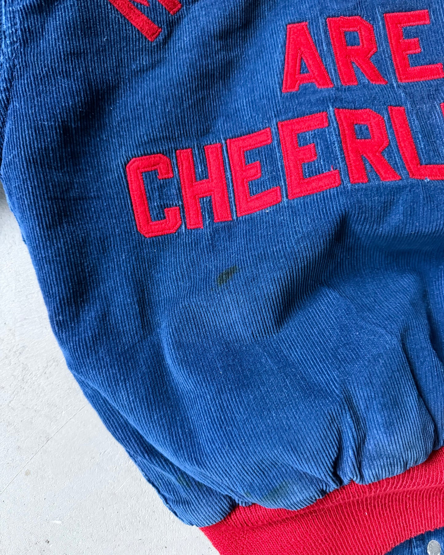 1980s - Distressed Navy/Red Mt. Pleasant Cheerleader Varsity Jacket - S