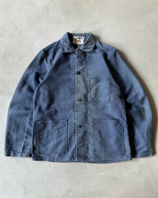 1960s - Faded Blue Moleskin French Chore - S/M