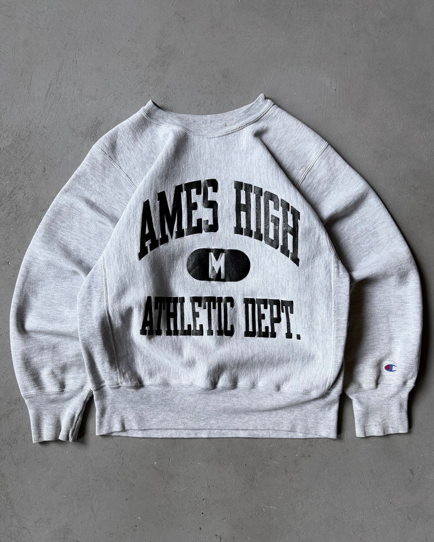 1980s - Ash Grey Ames High Campion Warmup Crewneck - S